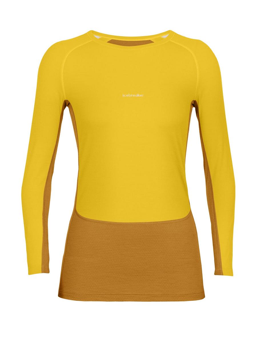 Silent Gold / Clove Icebreaker 200 ZoneKnit™ Merino Long Sleeve Crewe Women's Base Layers | AU 1849MQZA